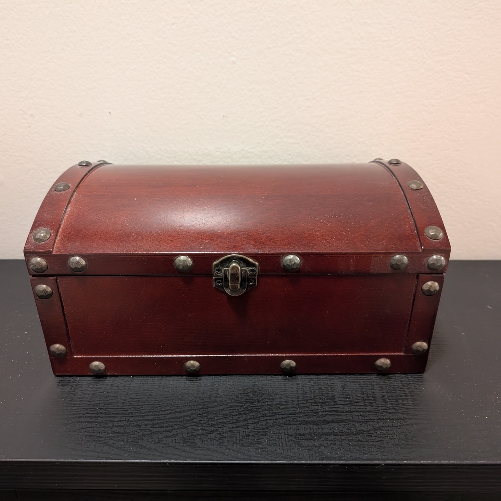 Vintage Wooden Treasure Chest Box